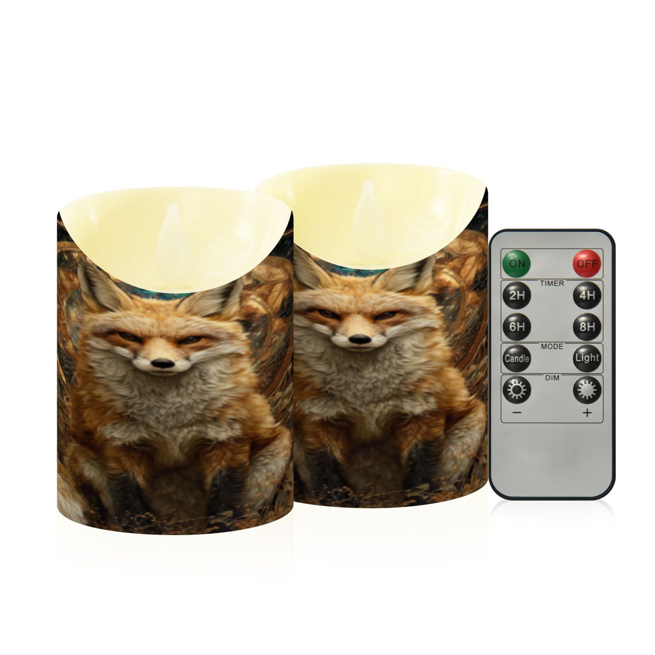 Flameless Themed LED Candles Decorative With Arcane Fox Medallion ...