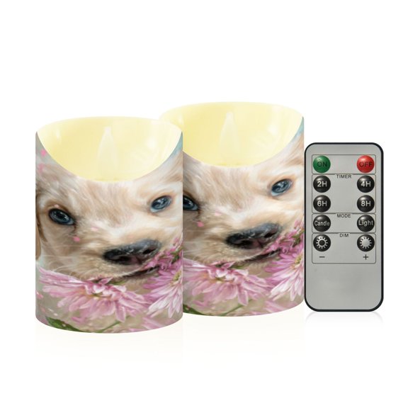 Flameless Themed LED Candles Decorative With Blossom Gaze Pattern