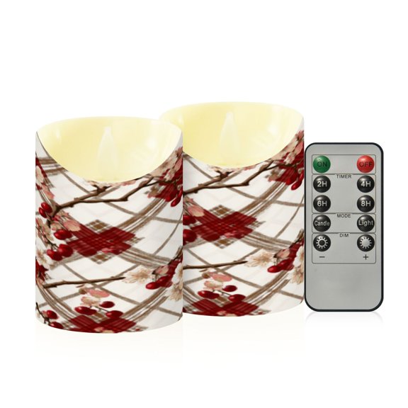 Flameless Themed LED Candles Decorative With Blossom Lattice in Soft Tones Pattern