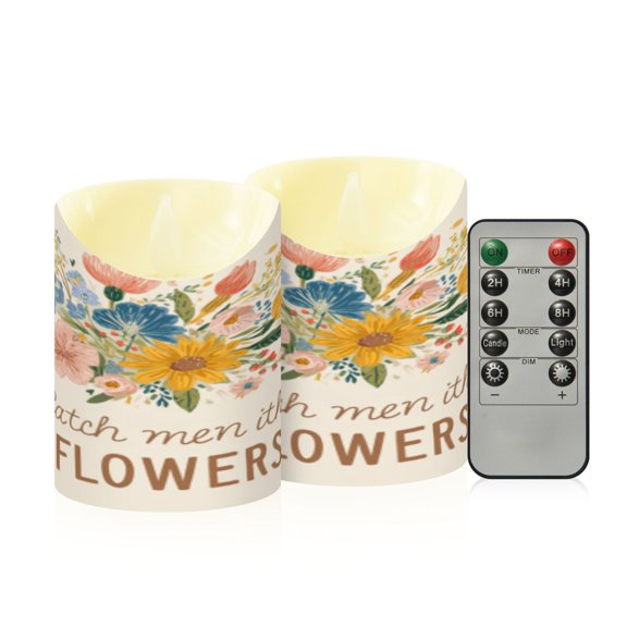 Flameless Themed LED Candles Decorative With Blossom Love Pattern