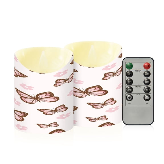 Flameless Themed LED Candles Decorative With Butterfly Whispers Pattern
