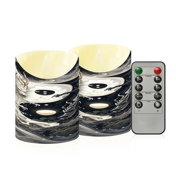 Flameless Themed LED Candles Decorative With Celestial Dragons Duel Pattern
