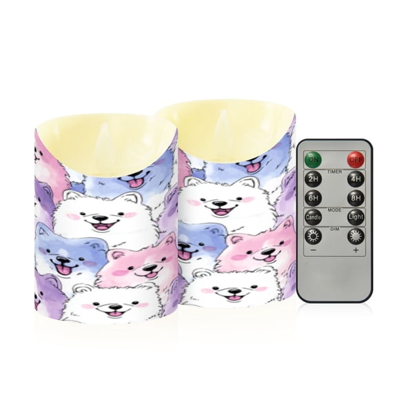 Flameless Themed LED Candles Decorative With Dreamy Pups Pattern