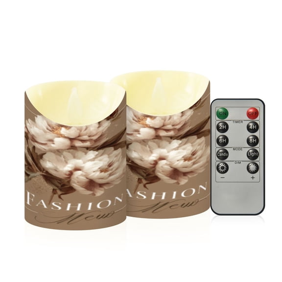 Flameless Themed LED Candles Decorative With Elegant Peony Frame Pattern