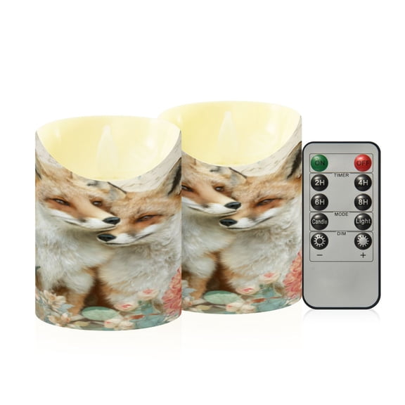 Flameless Themed LED Candles Decorative With Ember Fox Pattern