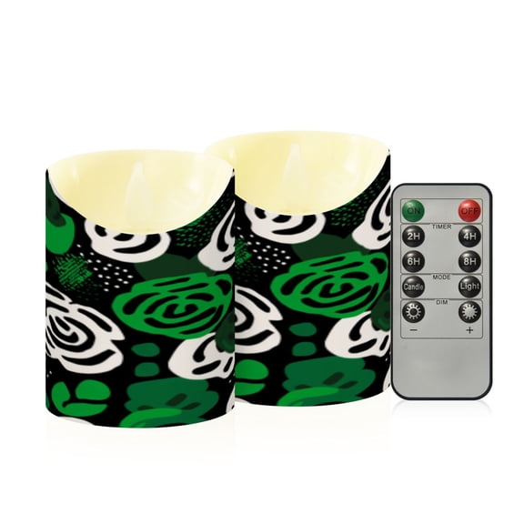 Flameless Themed LED Candles Decorative With Emerald Rose Mosaic Magic Pattern