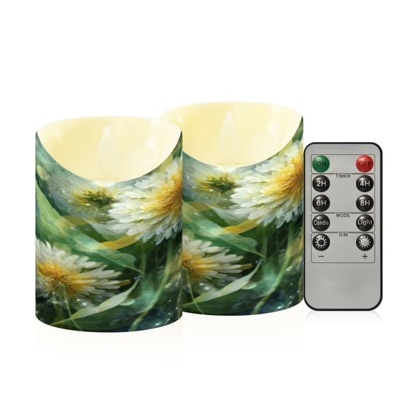 Flameless Themed LED Candles Decorative With Enchanted Dandelion Glow Pattern