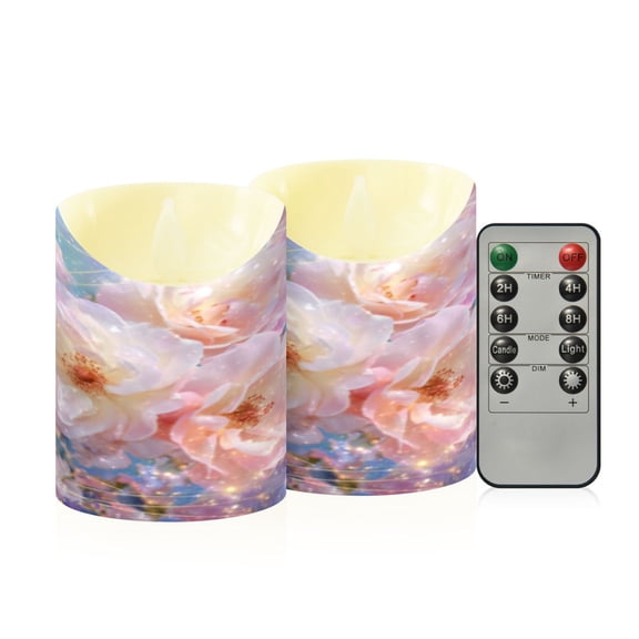 Flameless Themed LED Candles Decorative With Enchanted Floral Dream Pattern