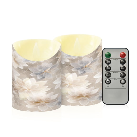 Flameless Themed LED Candles Decorative With Ethereal Bloom Tapestry Pattern
