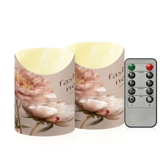 Flameless Themed LED Candles Decorative With Fashion New Peony Pattern