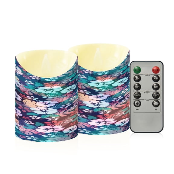 Flameless Themed LED Candles Decorative With Floral Fantasy Mosaic Pattern