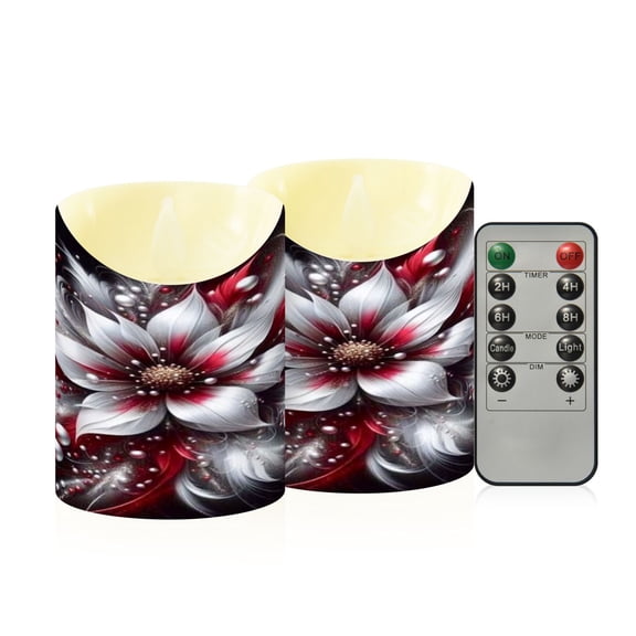 Flameless Themed LED Candles Decorative With Flurry Of White Petals Pattern