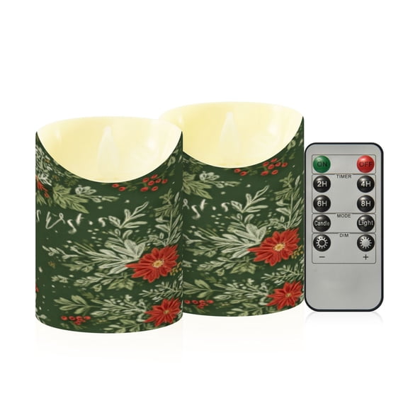Flameless Themed LED Candles Decorative With Forest Floral Script Pattern