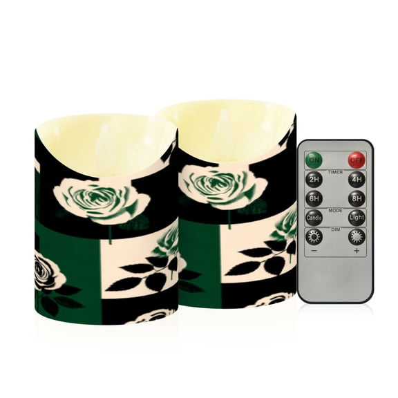Flameless Themed LED Candles Decorative With Geometric Rose Garden Chic Pattern