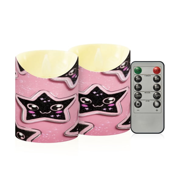Flameless Themed LED Candles Decorative With Glitter Star Pals Pattern