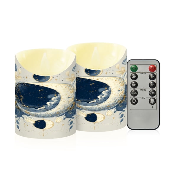 Flameless Themed LED Candles Decorative With Moonflower Constellation Pattern
