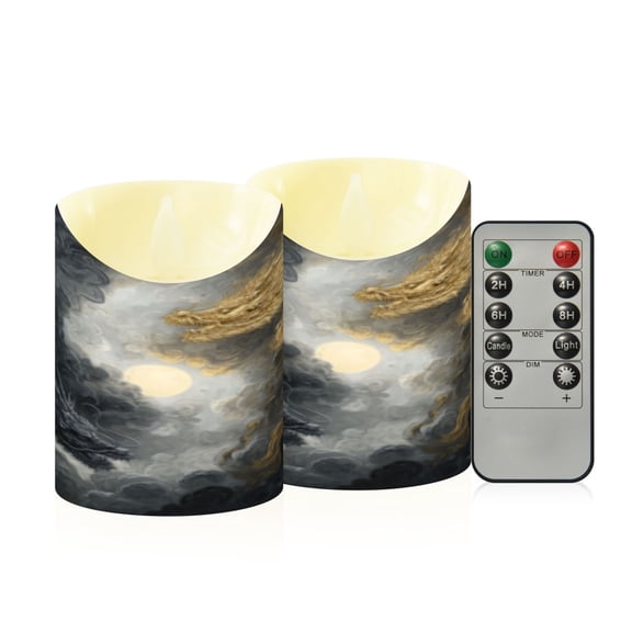 Flameless Themed LED Candles Decorative With Moonlit Confrontation Pattern