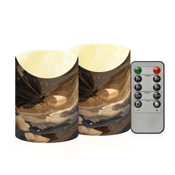 Flameless Themed LED Candles Decorative With Nocturnal Silk Pattern