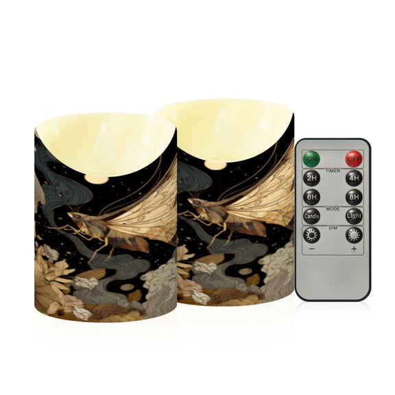 Flameless Themed LED Candles Decorative With Ornate Moon Garden Pattern