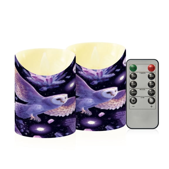 Flameless Themed LED Candles Decorative With Owl Magic Pattern