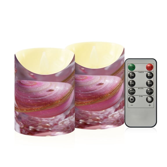 Flameless Themed LED Candles Decorative With Pink Planet and Beads Pattern