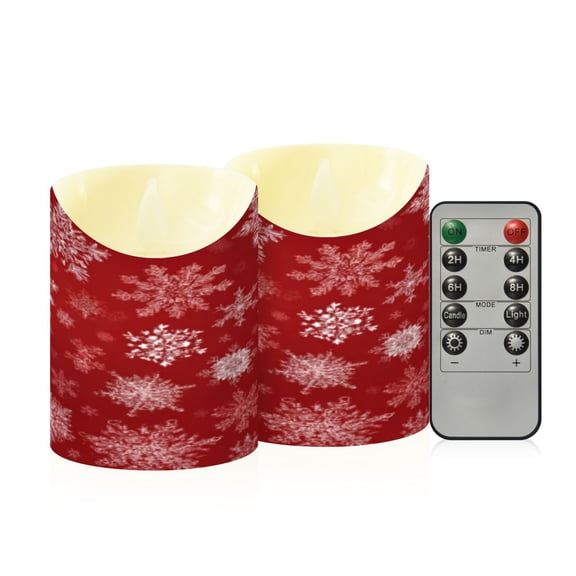Flameless Themed LED Candles Decorative With Red Snowflake Script Magic Pattern