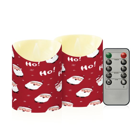 Flameless Themed LED Candles Decorative With Santa’s Joyful Red Delight Pattern