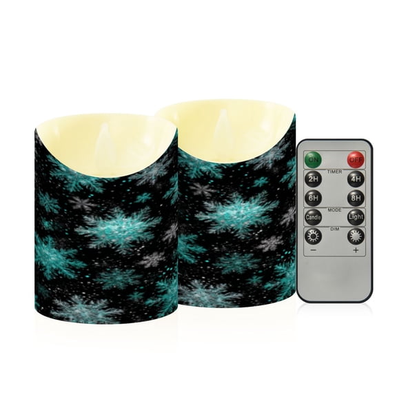 Flameless Themed LED Candles Decorative With Snowteal Pattern