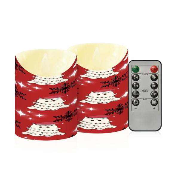 Flameless Themed LED Candles Decorative With Snowy Ghostly Charm Pattern