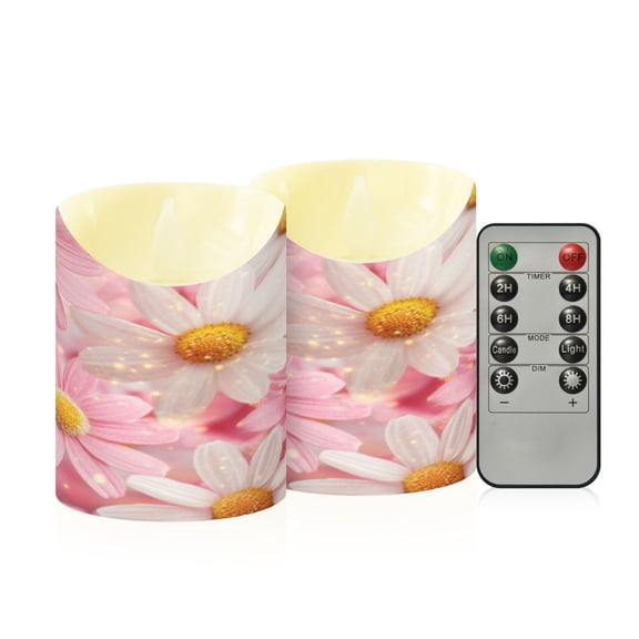 Flameless Themed LED Candles Decorative With Spring Bloom Pattern