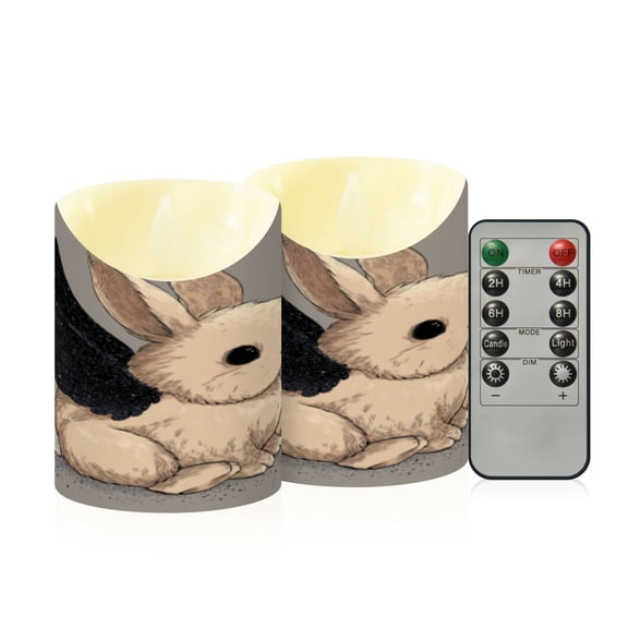 Flameless Themed LED Candles Decorative With Star - Winged Bunny Pattern