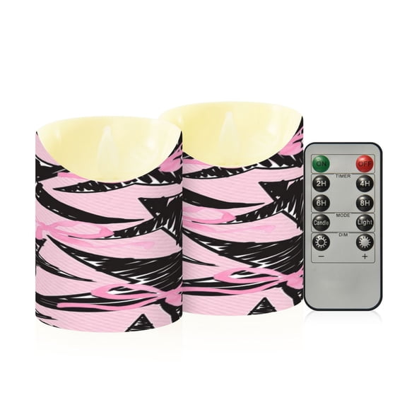 Flameless Themed LED Candles Decorative With Starry Bows Pattern