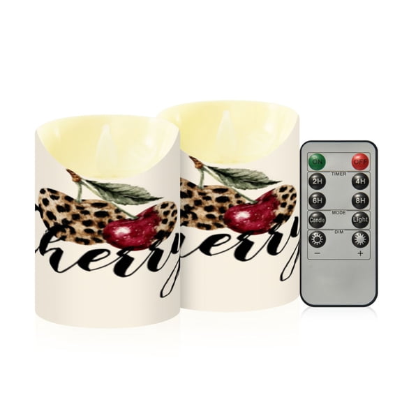 Flameless Themed LED Candles Decorative With Sweet Cherry Pattern