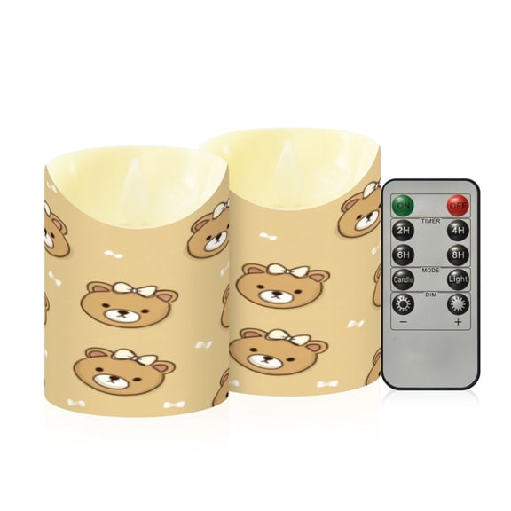 Flameless Themed LED Candles Decorative With Teddy Bear Pattern Parade Pattern