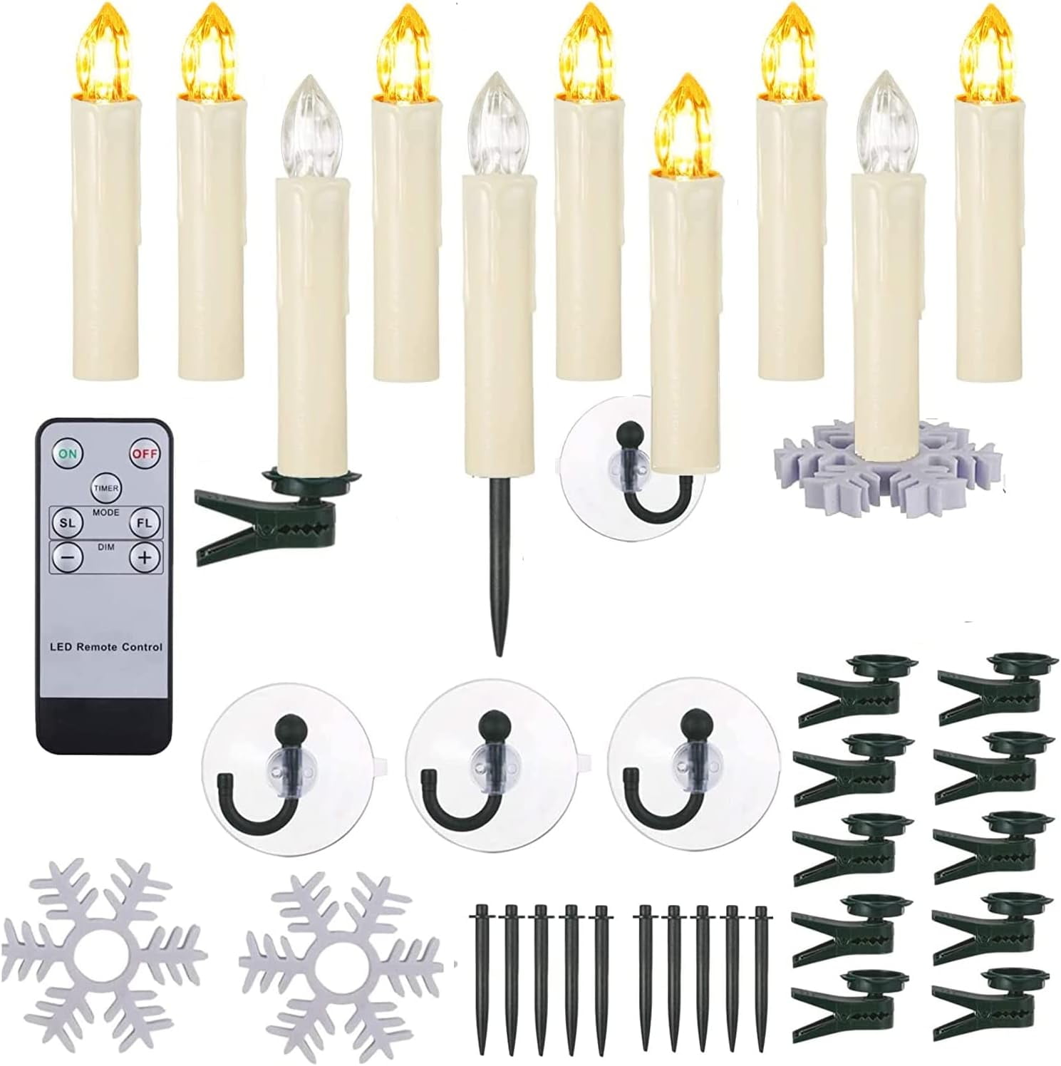 Flameless Window Candles, 10pcs Waterproof LED Taper Candle with Remote