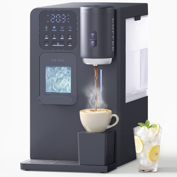 Flamemore 3-in-1 Countertop Water Dispenser with Ice Maker, Drip Coffee Maker, Hot/Cold Water & Bullet Ice, Self-Cleaning, UV Sterilization