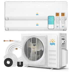 Flamemore 20000 BTU Mini Split AC/Heating System, Dual Zone 9K+12K Ductless Inverter Unit, 23 SEER2 AC Unit with WiFi, Turbo, 208-230V