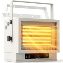 Flamemore 5000W Electric Garage Heater with Thermostat & 3 Power Modes, Ceiling Mount Space Heater for Workshop, Fan-Forced, White