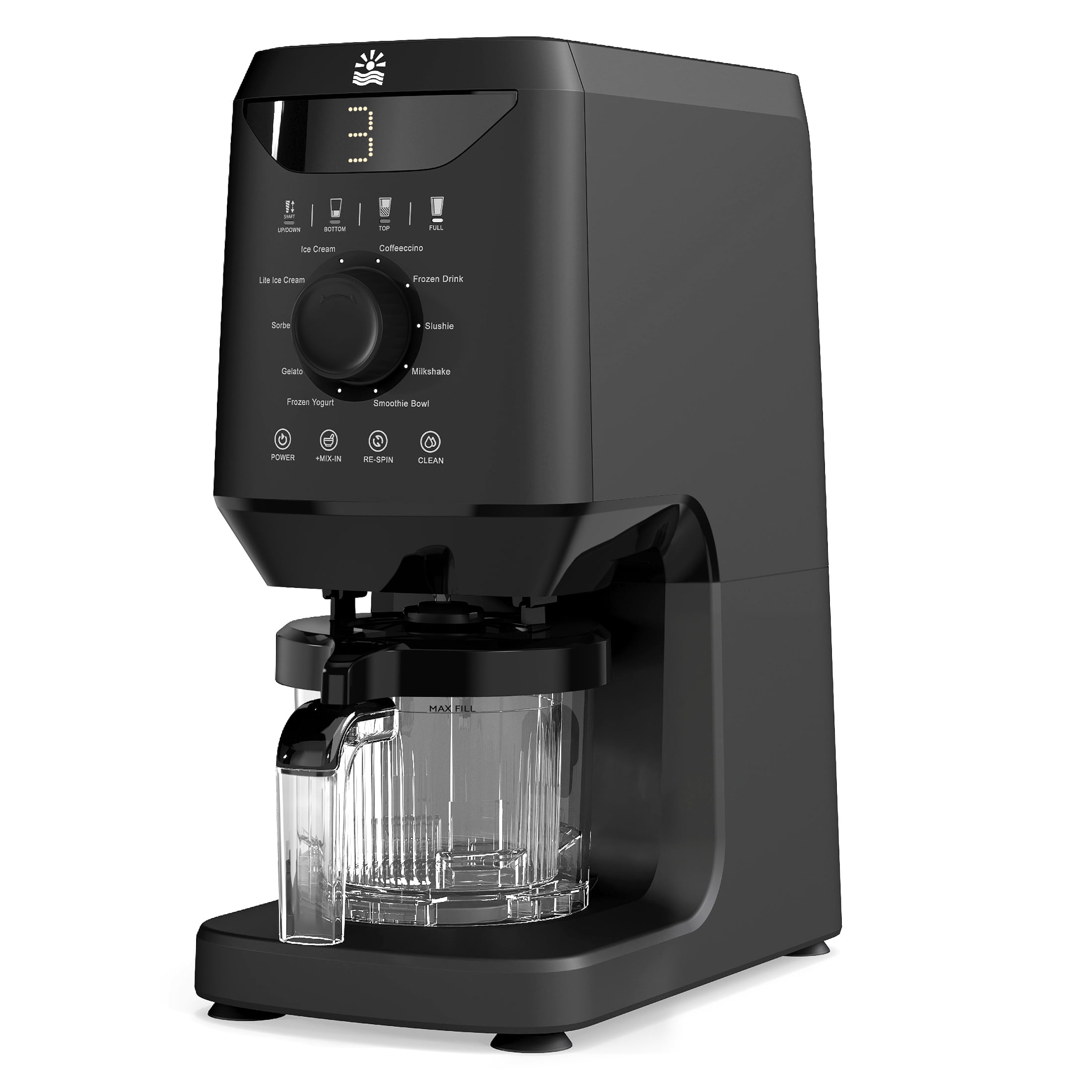Flamemore 12-in-1 Ice Cream Maker with (2) Pint Containers &Lids, Self Cleaning, 1500W Frozen Yogurt Machine for Milkshake, Sorbet, Black