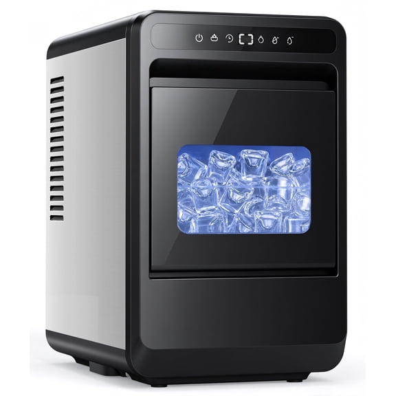 Flamemore Ice Cube Maker Machine Countertop, 26.5 Lbs/Day, 8 Pcs in 20Mins, 24H Timer, Self-Cleaning, Crystal Clear 1.2" Cube Ice for Home, Office, Bar