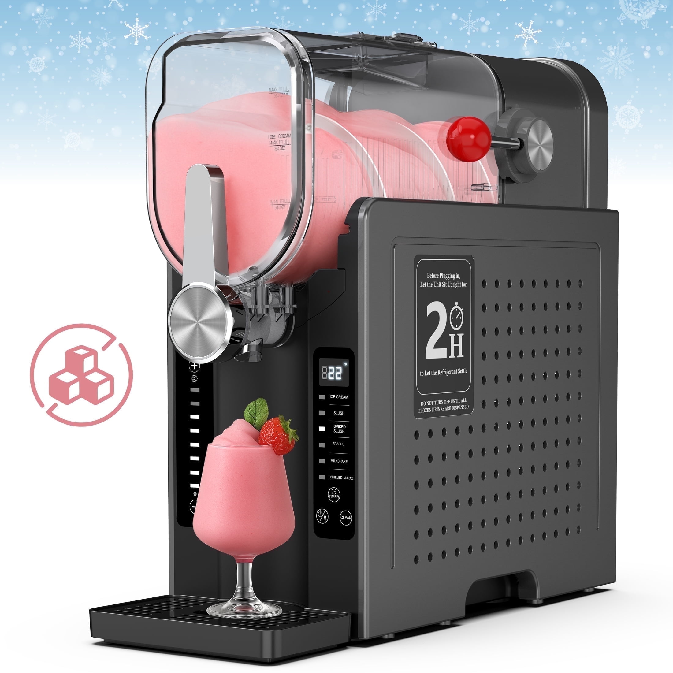 FLAMEMORE Slushie Machine, Self-Cleaning Frozen Drink Maker, 6 Preset Modes, 12H Delay Start, 200W