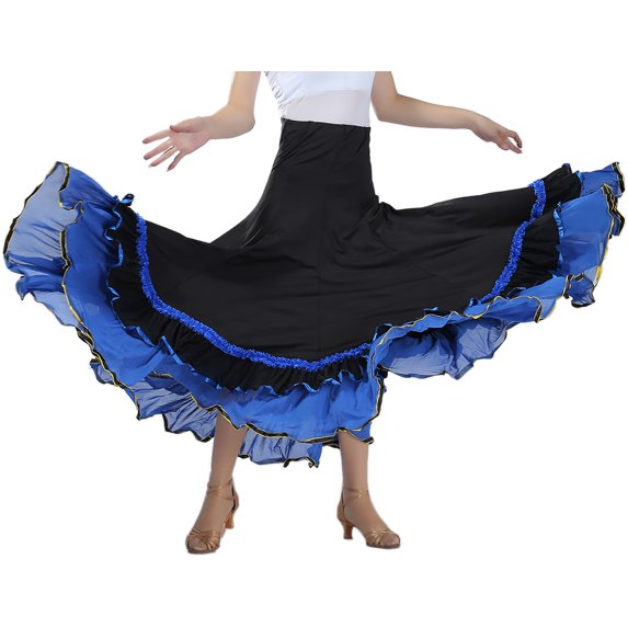 Flamenco Ballroom Practice Competition Party Skirt Dress Dancewear Adult