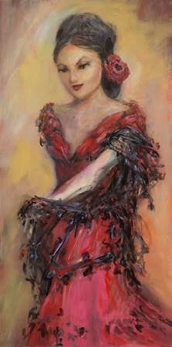 Flamenco Dancer Canvas Art - JC Pino (10 x 20)