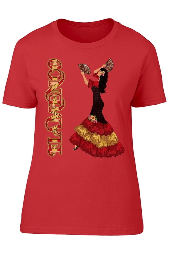 Flamenco Dancer Fan Pose T-Shirt Women -Image by Shutterstock, Female Large