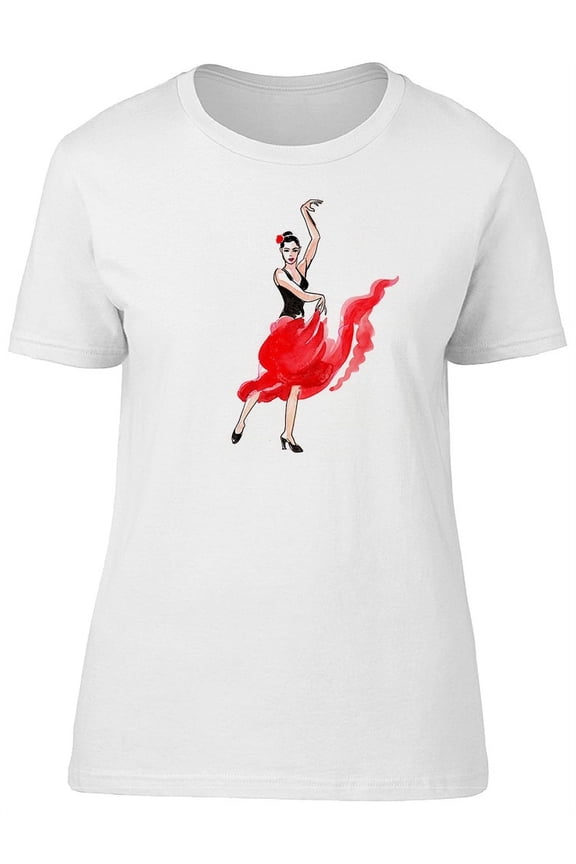 Flamenco Dancer With A Red Dress T-Shirt Women -Image by Shutterstock, Female Large