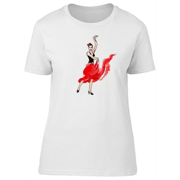 Flamenco Dancer With A Red Dress T-Shirt Women -Image by Shutterstock, Female x-Large