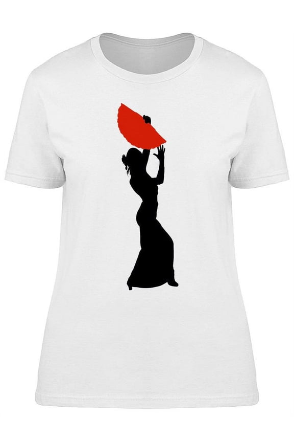 Flamenco Dancer With A Red Fan T-Shirt Women -Image by Shutterstock, Female x-Large