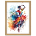 thumbnail image 1 of Flamenco Dancer in Motion Rainbow Colour Dress Dance Modern Watercolour Painting Artwork Framed Wall Art Print A4, 1 of 4