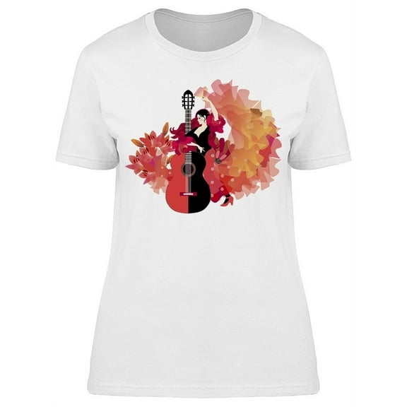 Flamenco Dress Guitar Dancer T-Shirt Women -Image by Shutterstock, Female Large