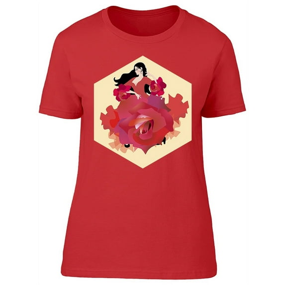 Flamenco Flower Estampa Dress T-Shirt Women -Image by Shutterstock, Female 3X-Large